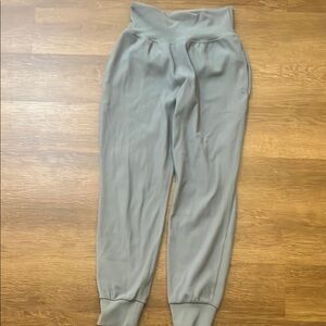 Athleta Gray Track Pants with High Waist and Cuffed Ankles